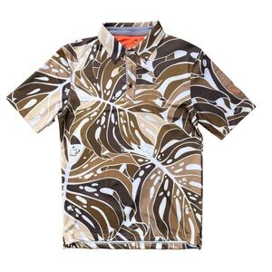 Oahu Golf “MONSTERA 2-0" CONTRAST 2 - OGA MEN'S POLO - Brown Golf Polo
